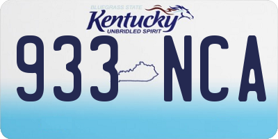 KY license plate 933NCA