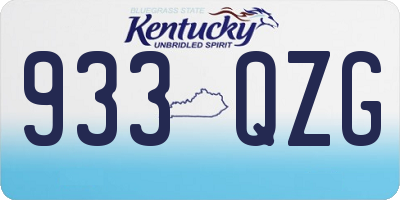 KY license plate 933QZG