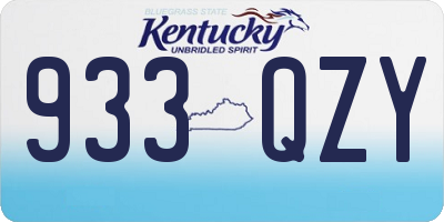 KY license plate 933QZY
