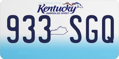 KY license plate 933SGQ