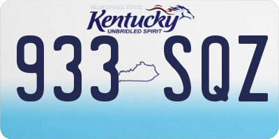 KY license plate 933SQZ