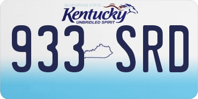 KY license plate 933SRD