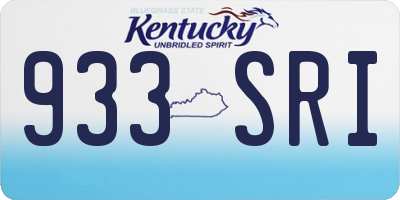 KY license plate 933SRI