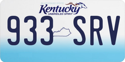 KY license plate 933SRV