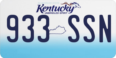 KY license plate 933SSN