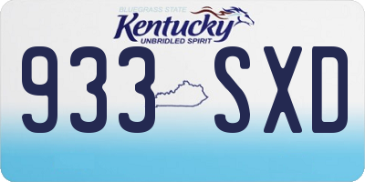KY license plate 933SXD