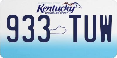 KY license plate 933TUW
