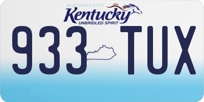 KY license plate 933TUX