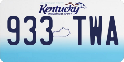 KY license plate 933TWA