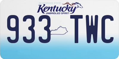 KY license plate 933TWC