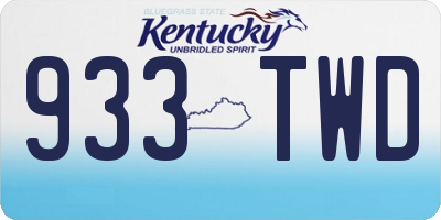 KY license plate 933TWD