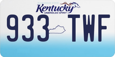 KY license plate 933TWF