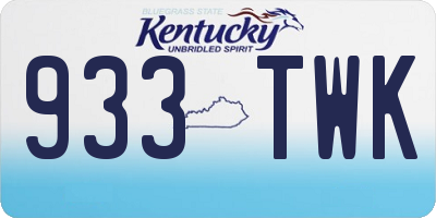 KY license plate 933TWK