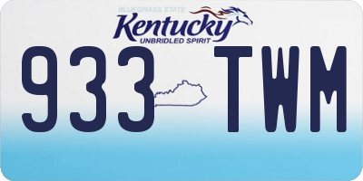 KY license plate 933TWM