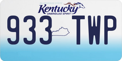 KY license plate 933TWP