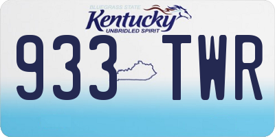 KY license plate 933TWR