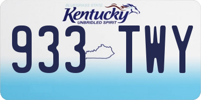 KY license plate 933TWY