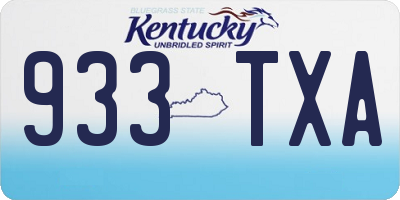 KY license plate 933TXA