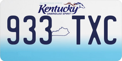 KY license plate 933TXC