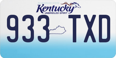 KY license plate 933TXD