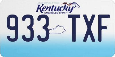 KY license plate 933TXF