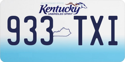 KY license plate 933TXI