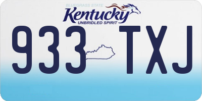 KY license plate 933TXJ