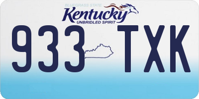 KY license plate 933TXK