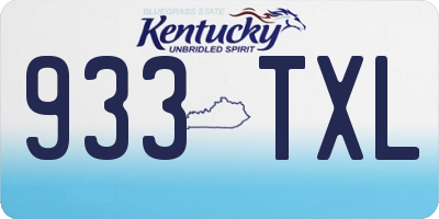 KY license plate 933TXL