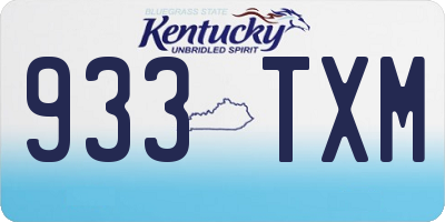 KY license plate 933TXM