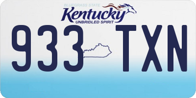 KY license plate 933TXN