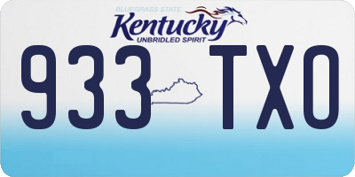 KY license plate 933TXO