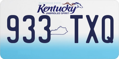 KY license plate 933TXQ