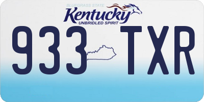 KY license plate 933TXR
