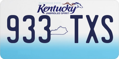 KY license plate 933TXS