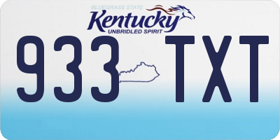 KY license plate 933TXT