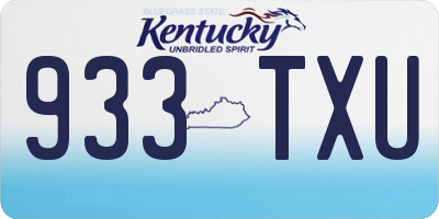 KY license plate 933TXU