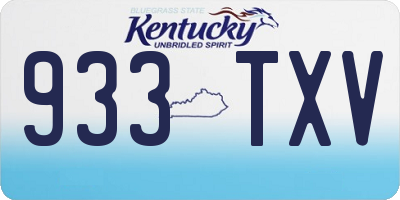 KY license plate 933TXV
