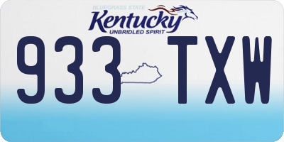 KY license plate 933TXW