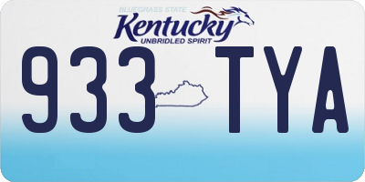 KY license plate 933TYA