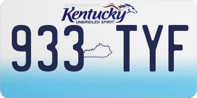 KY license plate 933TYF