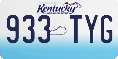 KY license plate 933TYG