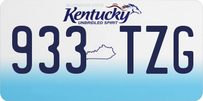 KY license plate 933TZG