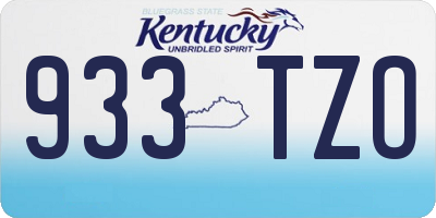 KY license plate 933TZO