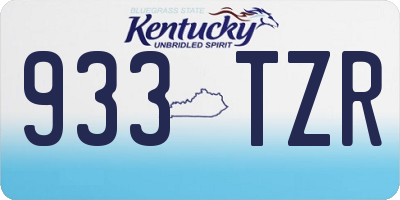 KY license plate 933TZR