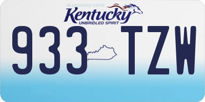 KY license plate 933TZW