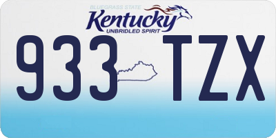 KY license plate 933TZX