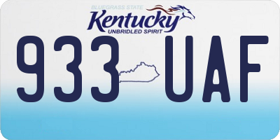 KY license plate 933UAF