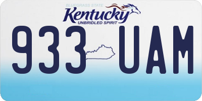 KY license plate 933UAM