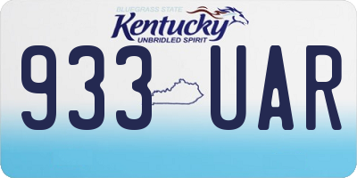 KY license plate 933UAR
